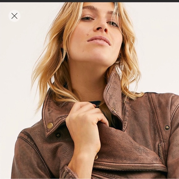 NWOT Free People Jealousy Leather Jacket Xsmall. Champagne. - Picture 3 of 14